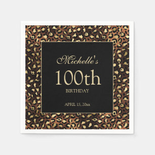 Bronze Gold Schwarz Gepard Leopard 100. Geburtstag Serviette