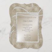 Bronze Gold Sparkle Pearl ELEGANT CLASSY WEDY Einladung (Vorne/Hinten)