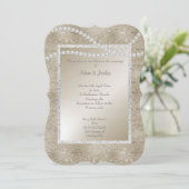 Bronze Gold Sparkle Pearl ELEGANT CLASSY WEDY Einladung (Stehend Vorderseite)