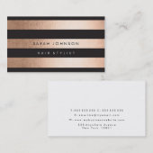 Bronze Gold Strips Hair Stylist Business Cards Visitenkarte (Vorne/Hinten)