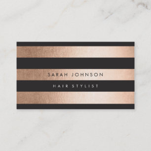 Bronze Gold Strips Hair Stylist Business Cards Visitenkarte
