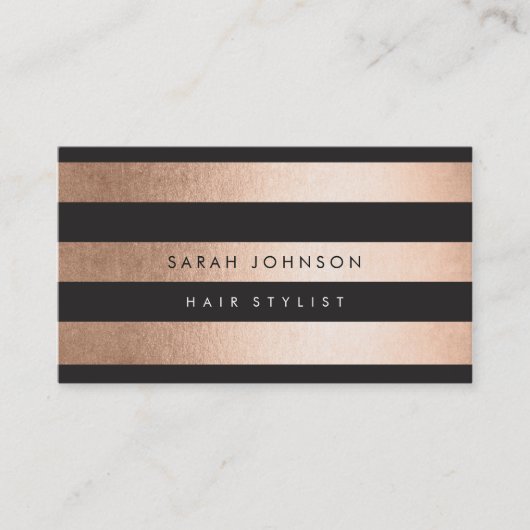Bronze Gold Strips Hair Stylist Business Cards Visitenkarte (Vorderseite)