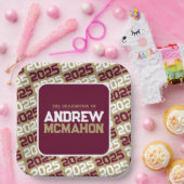 Bronze Gold und Burgund Personalisierter Abschluss Pappteller (Party)