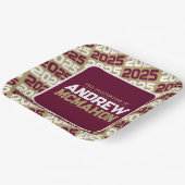 Bronze Gold und Burgund Personalisierter Abschluss Pappteller (Gewinkelt)