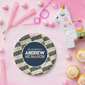 Bronze Gold und Navy Blue Personalisierter Abschlu Pappteller (Party)