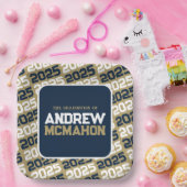 Bronze Gold und Navy Blue Personalisierter Abschlu Pappteller (Party)