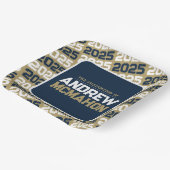 Bronze Gold und Navy Blue Personalisierter Abschlu Pappteller (Gewinkelt)
