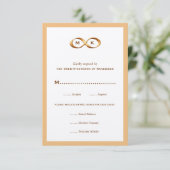 Bronze Gold Unfinity Hand Clasp Wedding RSVP Card Karte (Stehend Vorderseite)