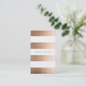 Bronze Gold White Strips Haar Stylist Cards Visitenkarte (Stehend Vorderseite)
