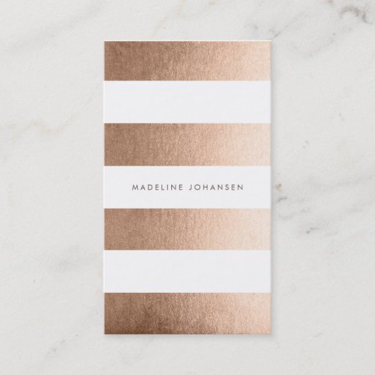 Bronze Gold White Strips Haar Stylist Cards Visitenkarte (Vorderseite)