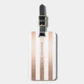 Bronze Gold White Strips Ladys Business Luggage Gepäckanhänger (Vorderseite vertikal)