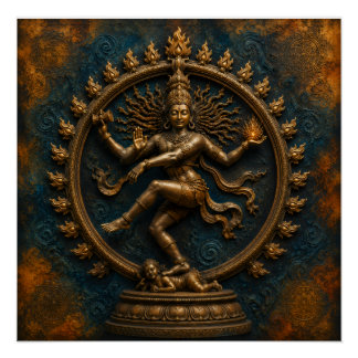 Bronze-goldenes Kunstwerk von Lord Nataraja Poster