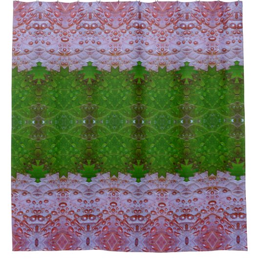 Bronze & Green Blätter Ikat Duschvorhang (Vorderseite)