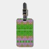 Bronze & Green Blätter Ikat Gepäckanhänger (Vorderseite vertikal)