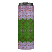 Bronze & Green Blätter Ikat Thermosbecher (Rückseite)