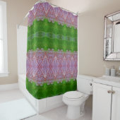 Bronze & Green Blätter Ikat zu Duschvorhang (Beispiel)