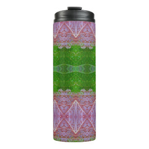 Bronze & Green Blätter Ikat zu Thermosbecher
