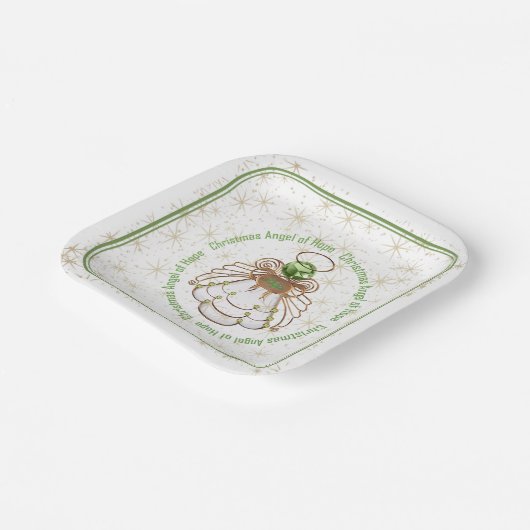 Bronze & Green Christmas Engel aus Hoffnung und St Pappteller (Gewinkelt)