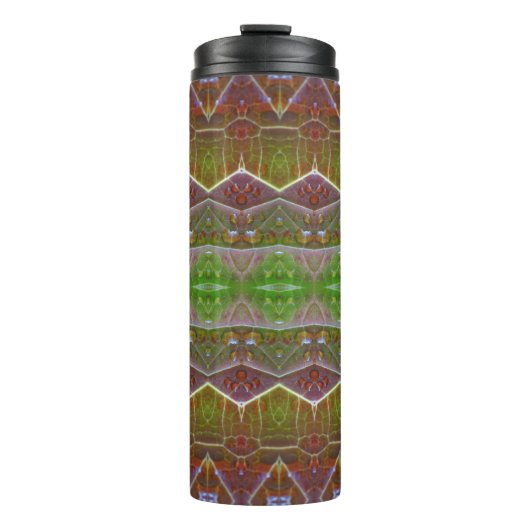 Bronze & Green Leaf Ikat 11 Thermosbecher (Vorderseite)