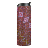 Bronze & Green Leaf Ikat 12 Thermosbecher (Nach links gedreht)