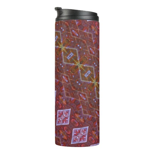 Bronze & Green Leaf Ikat 12 Thermosbecher (Nach rechts gedreht)