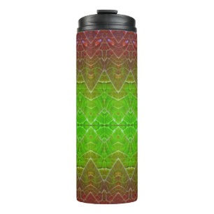 Bronze & Green Leaf Ikat 16 Thermosbecher