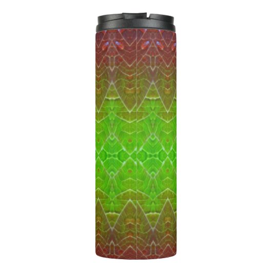 Bronze & Green Leaf Ikat 16 Thermosbecher (Rückseite)