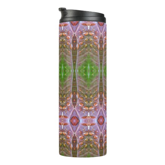 Bronze & Green Leaf Ikat 17 Thermosbecher (Nach rechts gedreht)