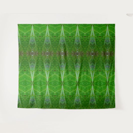 Bronze & Green Leaf Ikat 18 Wandteppich (Vorderseite (Horizontal))