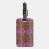 Bronze & Green Leaf Ikat 20 Gepäckanhänger (Vorderseite vertikal)