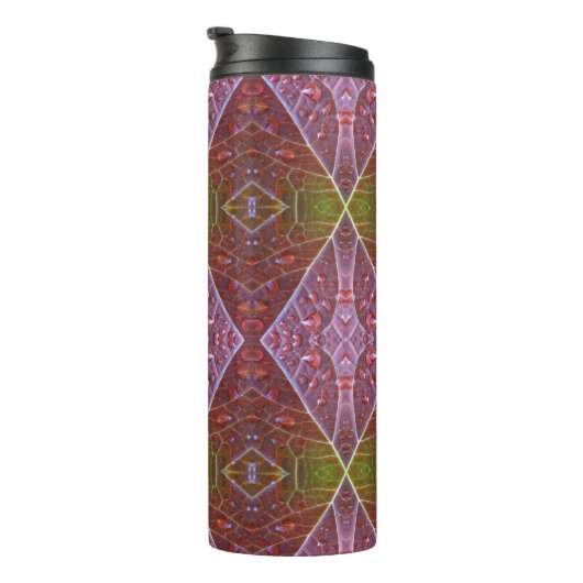 Bronze & Green Leaf Ikat 20 Thermosbecher (Nach rechts gedreht)