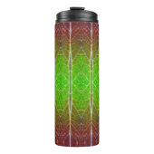 Bronze & Green Leaf Ikat 2 Pouf Thermosbecher (Vorderseite)