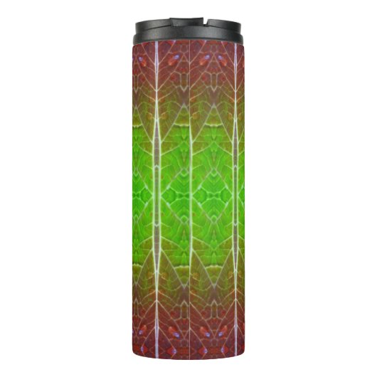 Bronze & Green Leaf Ikat 2 Pouf Thermosbecher (Rückseite)