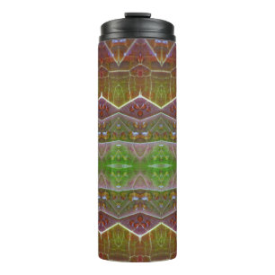 Bronze & Green Leaf Ikat 3 Pouf Thermosbecher
