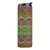 Bronze & Green Leaf Ikat 3 Pouf Thermosbecher (Nach links gedreht)
