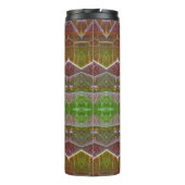 Bronze & Green Leaf Ikat 3 Pouf Thermosbecher (Rückseite)