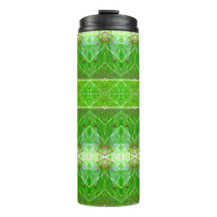 Bronze & Green Leaf Ikat 4 Thermosbecher