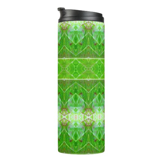 Bronze & Green Leaf Ikat 4 Thermosbecher (Nach rechts gedreht)
