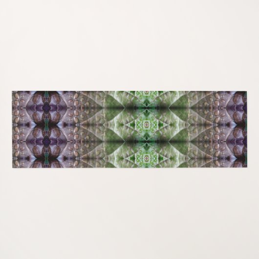 Bronze & Green Leaf Ikat 5 Fog Yogamatte (Rückseite (Horizontal))