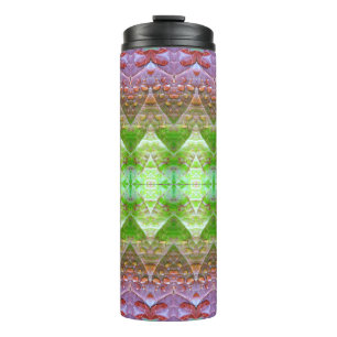 Bronze & Green Leaf Ikat 5 Thermosbecher