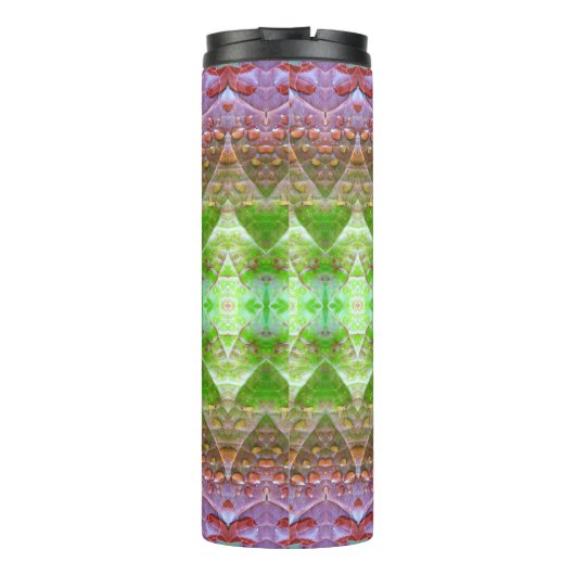 Bronze & Green Leaf Ikat 5 Thermosbecher (Rückseite)