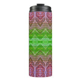 Bronze & Green Leaf Ikat 6 Thermosbecher
