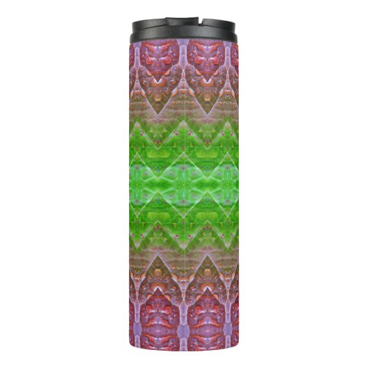 Bronze & Green Leaf Ikat 6 Thermosbecher (Rückseite)