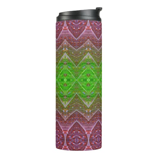 Bronze & Green Leaf Ikat 7 Thermosbecher (Nach links gedreht)