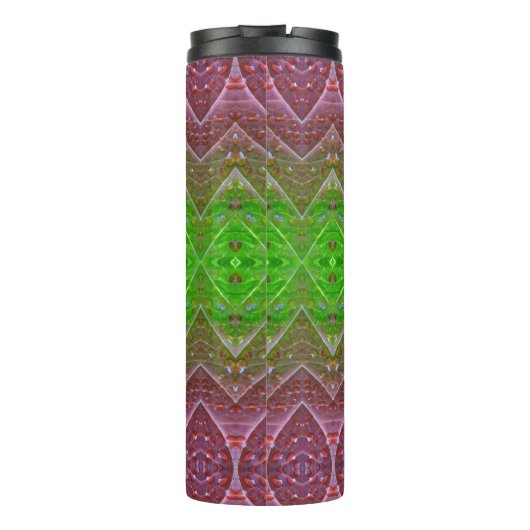 Bronze & Green Leaf Ikat 7 Thermosbecher (Rückseite)