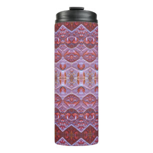 Bronze & Green Leaf Ikat 8 Thermosbecher