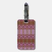 Bronze & Green Leaf Ikat Gepäckanhänger (Rückseite vertikal)