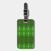 Bronze & Green Leaf Ikat Pouf Gepäckanhänger (Vorderseite vertikal)