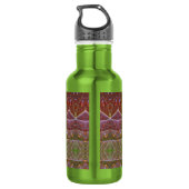 Bronze & Green Leaf Ikat Zen Edelstahlflasche (Rückseite)
