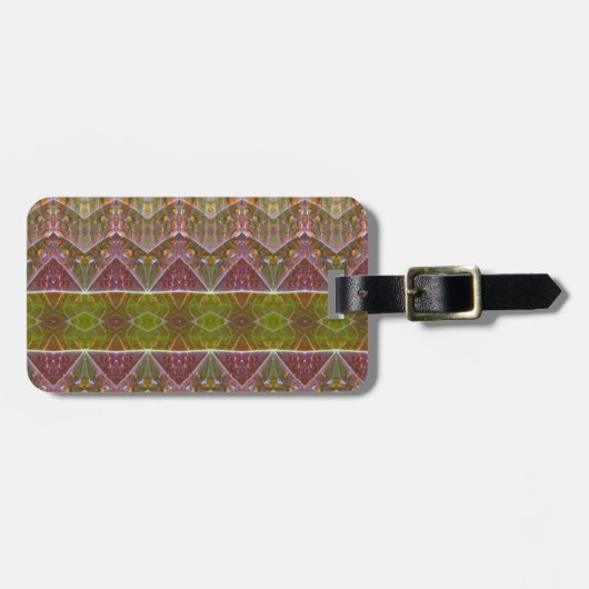Bronze & Green Leaf Ikat zu Gepäckanhänger (Vorderseite horizontal)